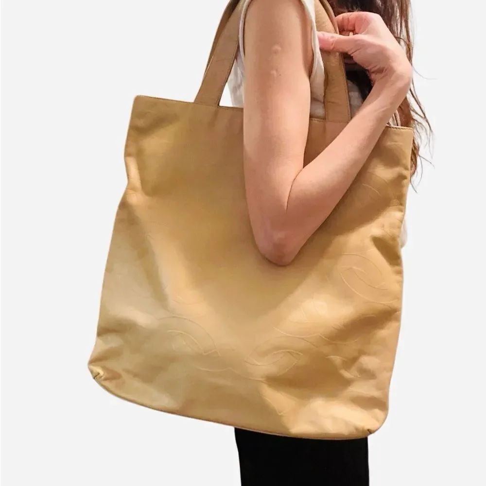 CHANEL Tan Tote Bag with Spacious Design